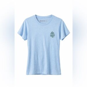 Stio Women’s Medium Blue Graphic Tee | Mountain Logo | Outdoor Casual Shirt